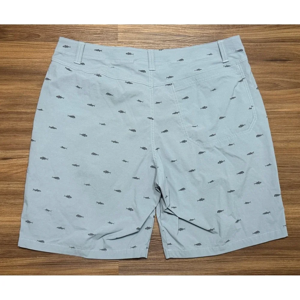 Under Armour HeatGear Mens Fish Hunter AOP Performance Shorts Blue Grey Size 38